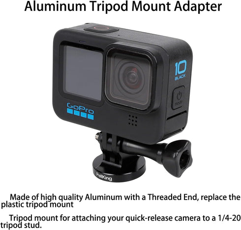 PellKing 1/4 Tripod/Monopod Adapter Mount Compatible with GoPro Hero 12 11 10 9 8 7 6 5 Camera, AKASO, Insta360,DJI Osmo Action 2 3 4 CNC Quick Re...