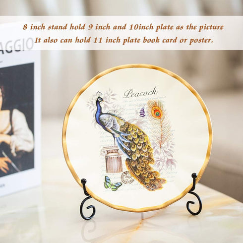 (4 pack)8"Iron Display Stand, Black Iron Easel Plate Display Photo Holder Stand, Displays Picture Frames, Cookbooks, Decorative Plates, Tablets an...