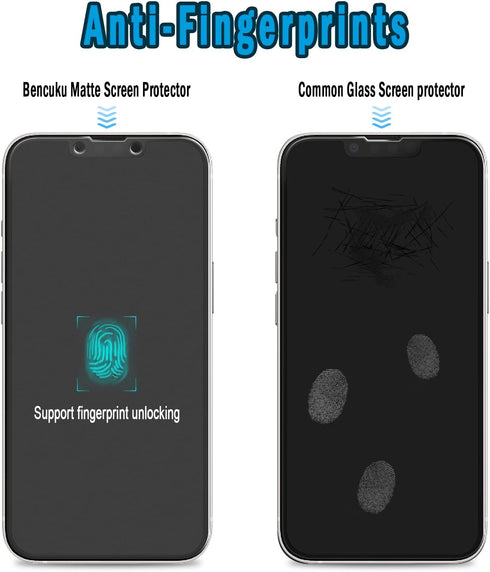 (2 Pack) Matte Glass Screen Protector Designed for iPhone 13 Pro Max, iPhone 14 Plus (6.7-inch) Tempered Glass Film, Anti Glare, Anti Fingerprint,...