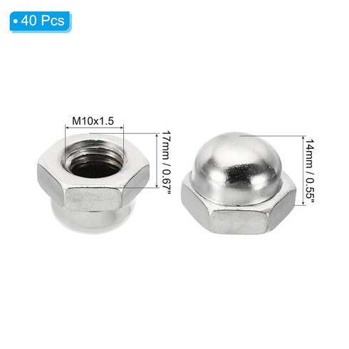 PATIKIL M10x1.5 Acorn Hex Bolt Covers, 40 Pcs Dome Head Carbon Steel Hexagon Decorative Cap Nuts for Home Repair, Industrial Equipment Fasteners, ...