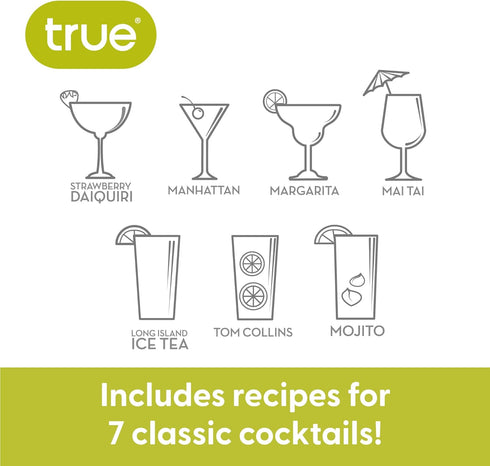 True Maraca Cocktail Shaker with Built In Strainer, Drink Mixer with 7 Classic Drink Recipes & Measurements, Perfect for Game Nights, BBQ, House P...