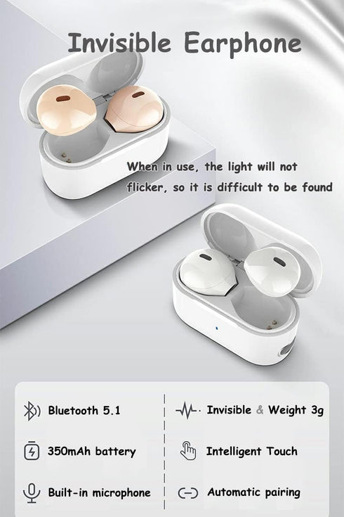 Invisible Earbuds Small Mini Hidden Earbuds for Work, Sleep, Music (Nude)...