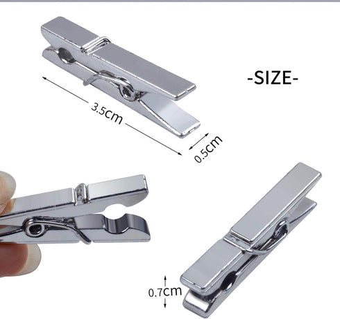 Mini Clothespins, 100 Pieces Plastic Utility Paper Clip, Photo Paper Peg Pin, Clothes Line Clips, Craft Clips - Silver Color, 3.5 x 0.5cm x 0.7cm...