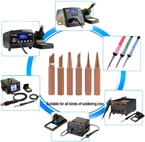 Mesee 12 Pcs Soldering Iron Tip Kit, Lead-Free Copper 900M Solder Tips Replacement Welding Head Tool Accessories for Hakko, Radio Shack, TENMA, AT...