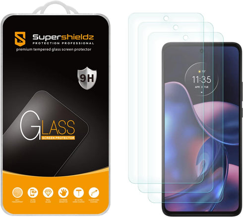 Supershieldz (3 Pack) Designed for Motorola Edge (2022) Tempered Glass Screen Protector, Anti Scratch, Bubble Free......