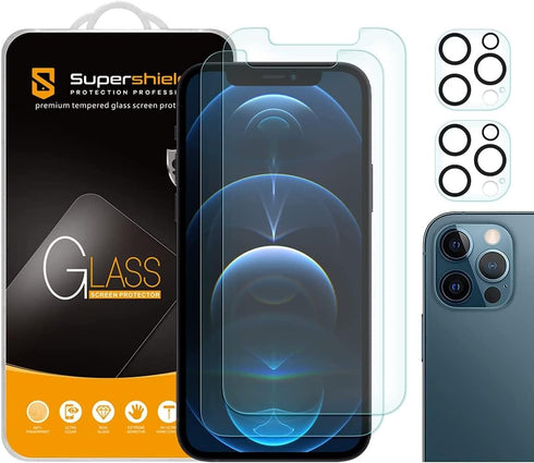 Supershieldz (2 Pack) Designed for iPhone 12 Pro (6.1 inch) + Camera Lens Tempered Glass Screen Protector, Anti Scratch, Bubble Free......