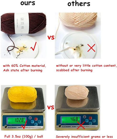 Acrylic & Cotton Blended Knitting and Crochet Yarn Soft Medium Yarn, Breathable and Skin Friendly for Baby Garments, Scarves, Hats, and Craft Proj...