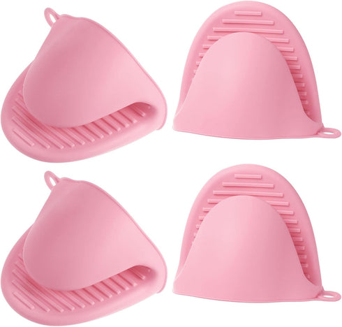 4pcs Thickened Mini Oven Gloves, Heat Resistant Silicone Oven Mitts Finger Pinch Grips Pot Holder for Kitchen, Cooking, Baking, BBQ Heat Resistant...