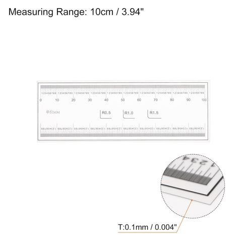 Film Flexible Ruler 10cm 0.1mm Scale with R Angle PET Plastic Folding Straight Ruler Calibration Soft Ruler Measuring Tool for Factory, Transparen...