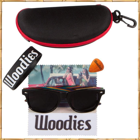 Woodies Polarized Rainbow Wood Sunglasses for Men and Women | Black Polarized Lenses and Real Wooden Frame | 100% UVA/UVB Ray Protection...