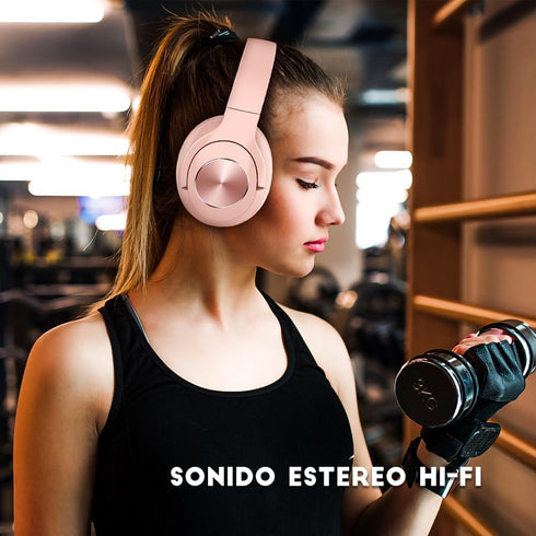 Pink Headphones Wireless Bluetooth Headphone Over Ear 65 Hours Playtime Foldable Deep Bass HIFI Stereo Wireless On Ear Headsets with Microphone Li...