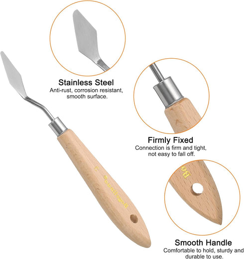 4pcs 3# Painting Palette Knife Pointy Stainless Steel Art Spatula Painting Pallet Knives Scrapers Tools with Plastic Handle for Acrylic Oil Canvas...