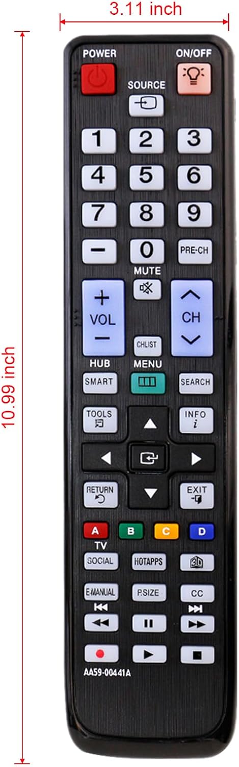 AA59-00441A Replaced Remote fit for Samsung LCD LED HDTV TV AA59-00463A AA59-00444A AA59-00477A AA59-00443A AA59-00442A UN40D6420UFXZA UN40D6420UF...