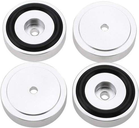 4Pcs Anti Vibration Amplifier Feet, 4010mm Aluminium Alloy Universal Copper Speaker Spikes Pads Base Pad Isolation Sand Blasting Amplifier Pads Fe...