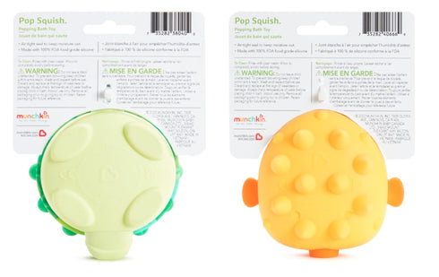 Munchkin® Pop Squish™ Mold Free Popping Baby Bath Toy, Squeezable Sensory Fidget Toy, Turtle and Pufferfish...