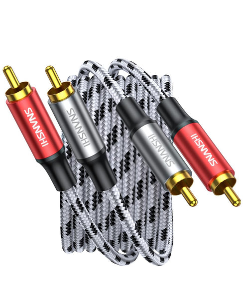 SNANSHI 2RCA Cables 15FT- 2RCA Male to 2RCA Male Stereo Audio Cable Nylon Braided, Double Shielded 2RCA to 2RCA Audio Cable for Home Theater, Ampl...