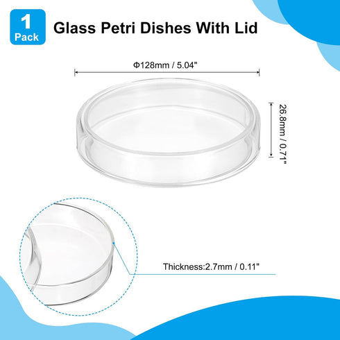 PATIKIL 120mm High Borosilicate Glass Petri Dishes with Lids, Petri Plates for Lab Science Experiment, Clear...