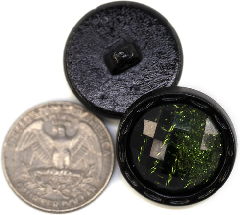 20 pcs Beveled Cut Glass Shiny Green Sewing Shank Buttons for Coats -25mm -1"...