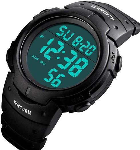 CakCity Digital Sport Watches for Men Waterproof 100M Wrist Watches with Alarm Stopwatch LED Large Display Black - Upgraded Version...