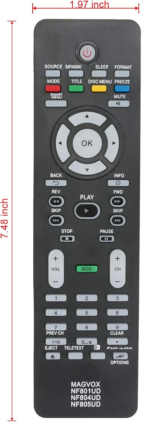 NF801UD NF805UD NF804UD Replaced Remote Fit for MAGNAVOX 22ME601B/F7 26MF301B 26MF301B/F7 26MF321B 26MF321B/F7 32MF301B 32MF301B/F7 37MF301B 37MF3...