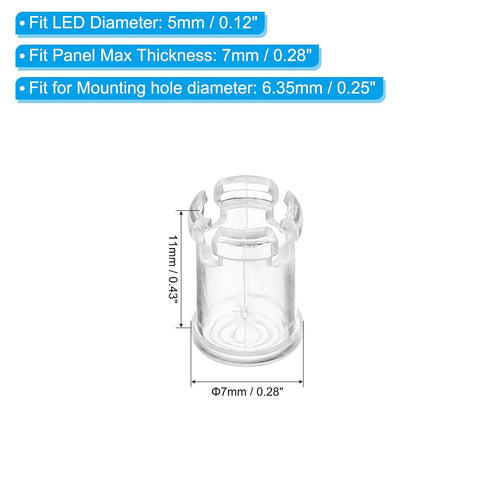 PATIKIL 5mm Emitting Diode Holder, 20 Pack LED Holder Clip Mounting Bracket Socket Cap for Lamp Bulb Bezel Mount Panel LED Display, Transparent...