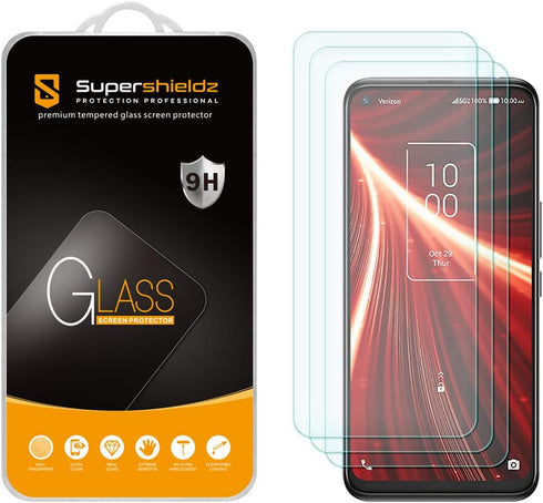 Supershieldz (3 Pack) Designed for TCL 10 5G UW Tempered Glass Screen Protector, Anti Scratch, Bubble Free...