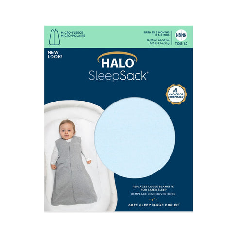 HALO Sleepsack Micro-Fleece Wearable Blanket, TOG 1.0, Baby Blue, X-Large...