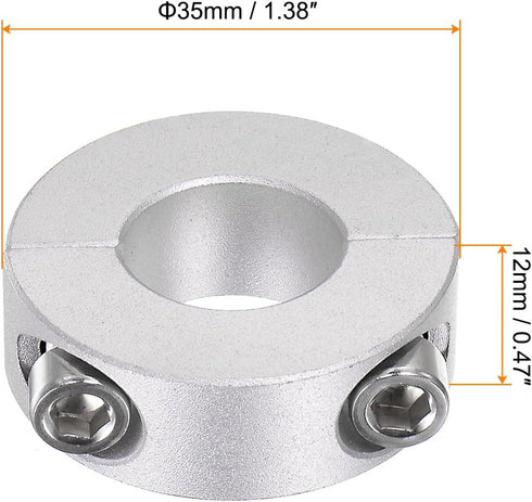 4pcs Double Split Shaft Collar for 17mm Shaft Set Screw Clamp-On Collars, 35mm OD, 12mm Width, for Stoppers, Position, Hold Timing Pulleys, Machin...