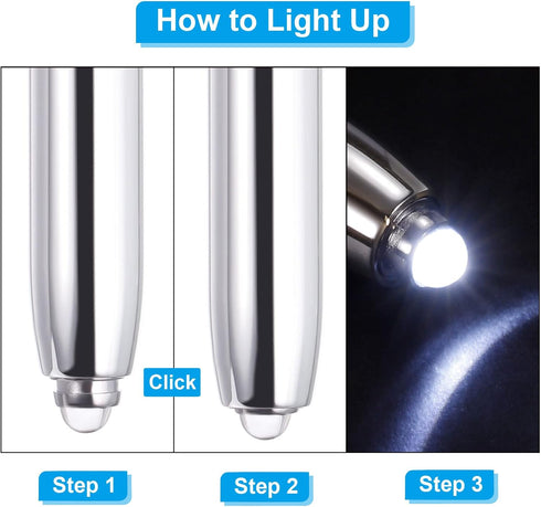 PATIKIL Ballpoint Pen with Stylus Tip and LED Flashlight, 5 Pack 3 in 1 Metal Pen Black Ink 1.0mm Medium Point Stylus Pen for Touch Screens, Black...