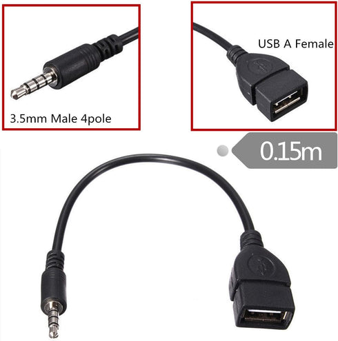 AUX to USB Adapter (Not for Headphone) 3.5mm Male Audio Jack Plug to USB 2.0 Female Converter for Playing Music with USB Flash Drive in Car - 2 Pa...
