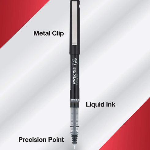 Pilot, Precise V5, Capped Liquid Ink Rolling Ball Pens, Extra Fine Point 0.5 mm, Black, Pack of 14...