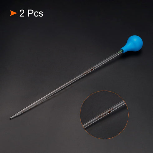 PATIKIL Graduated Dropper Pipettes Kit, 2pcs 0.1ml Borosilicate Glass Pipette with Rubber Cap for Transfer Liquid for Lab, Chemistry, Clear...