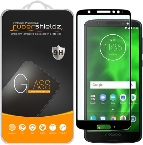 Supershieldz (2 Pack) Designed for Motorola Moto G6 Tempered Glass Screen Protector, (Full Screen Coverage) Anti Scratch, Bubble Free (Black)...