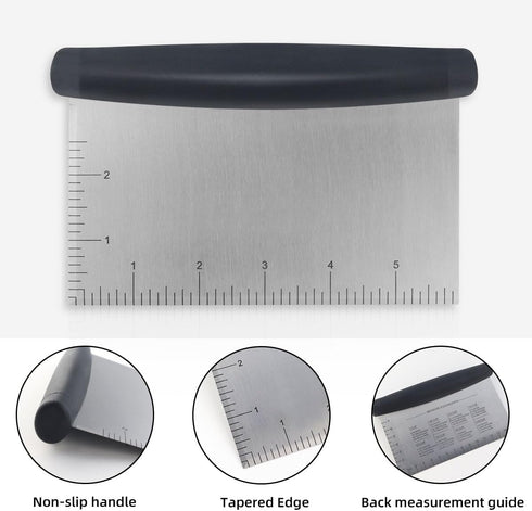 Plastic Bread Scraper Dough Cutter with Measuring Scale Multipurpose Bench Scraper Kitchen Tool Pastry Scraper for Cake Baking Food Pizza Stainles...