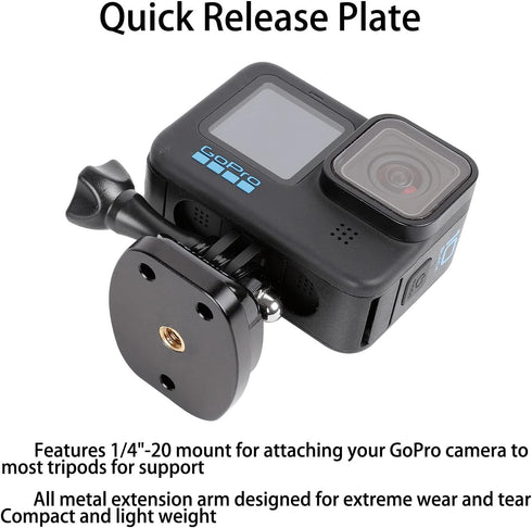 PellKing 1/4 Tripod/Monopod Adapter Mount Compatible with GoPro Hero 12 11 10 9 8 7 6 5 Camera, AKASO, Insta360,DJI Osmo Action 2 3 4 CNC Quick Re...