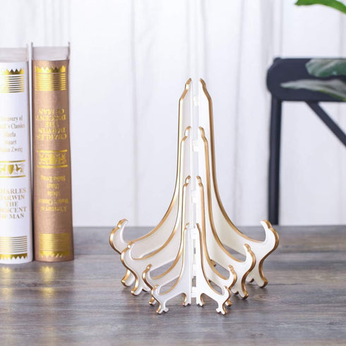 Artliving 10" Decorative Plate Stand Holder Plastic Picture Easel Display Stand Picture Frame Stand White Gold (2 Pack)...