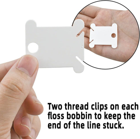 120 Pcs Plastic Floss Bobbins with 1 Pcs Bobbin Winder for Cross Stitch Cotton Thread Craft DIY Sewing Storage Thread Organizer Holder Embroidery ...