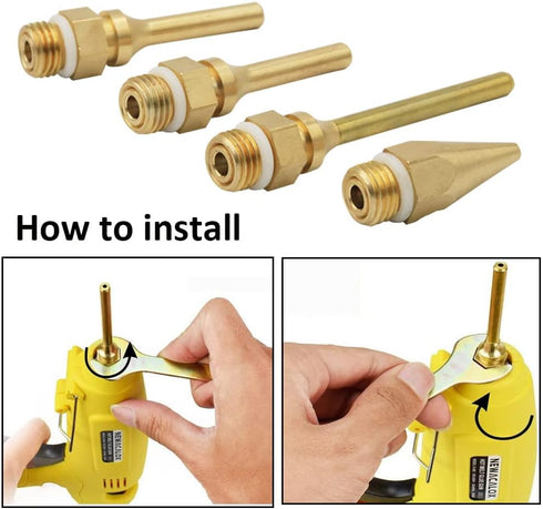 Eyech 4 pack Interchangeable Hot Glue Gun Nozzles Copper Glue Gun Nozzle Assortment Set for Melting Glue Gun Use Craft Repair Tool 2.0x70mm 2.0x50...