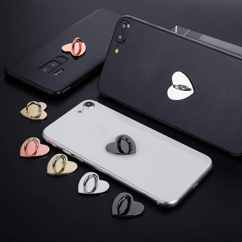12 Pieces Phone Charm Hook, Cell Phone Finger Ring Phone Keychain Ring Adhesive Metal Phone Finger Grip Loop Stand Heart Holder for DIY Phone Case...