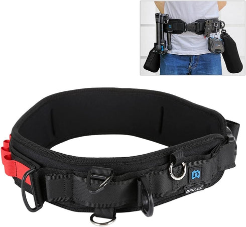 PULUZ Multi-Function Camera Waist Belt for SLR/DSLR Cameras, Adjustable Camera Waist Strap with Hook for Hanging Photography Accessories Fit for O...