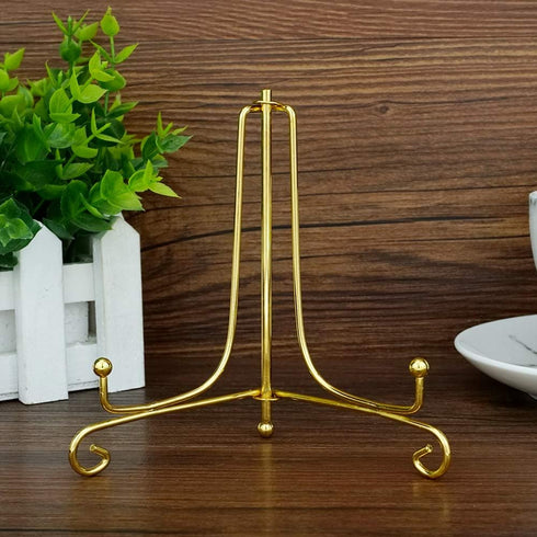 Artliving (2 Pack 5 Inch Iron Display Stand, Gold Iron Easel Plate Display Photo Holder Stand, Displays Picture Frames, Cookbooks, Decorative Plat...