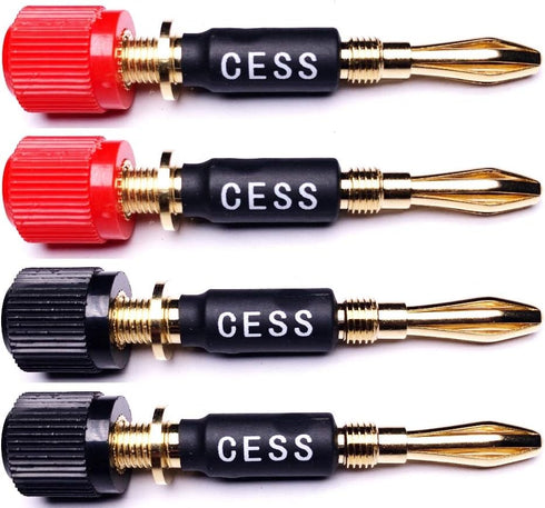 CNCESS CESS-061 Spade Fork Binding Post to Banana Plugs Amp Speaker Adapter, 4 Pack...
