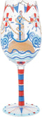 Enesco Lolita Designs Nautical Light House Hand-Painted Artisan Wine Glass, 15 Ounce, Multicolor...
