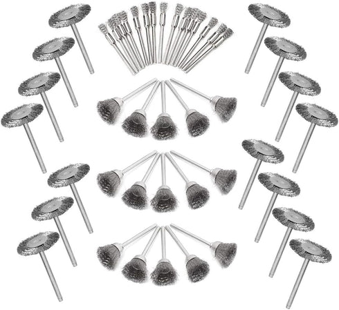 Mesee 45Pcs Steel Wire Brushes Wheels Set with 1/8" Shank Polishing Wire Wheel Cup Pen Brush Accessories Kit Fit Rotary Tool for Buffing Cleaning ...