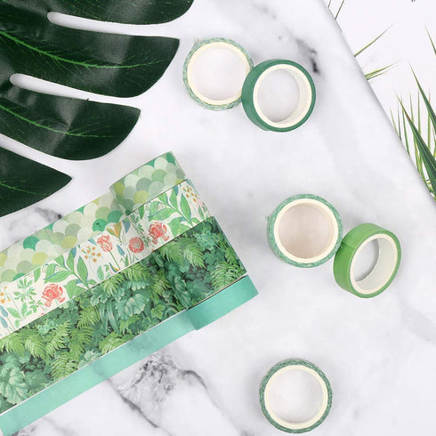 CCINEE 12 Rolls Green Washi Tape Set,Tropical Greenery Leaves Masking Tape for Bullet Journal Scrapbooking Planners Craft Supply...