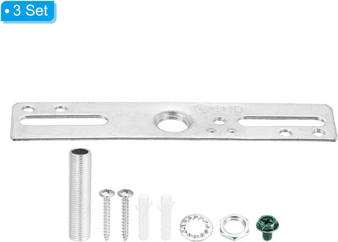 PATIKIL 4" Ceiling Light Plate Kit, 3 Pack Light Crossbar Mounting Bracket Universal Lamp Fixture Hardware Set for Chandelier Wall Light, Silver...