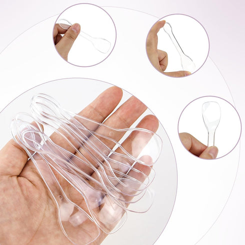 100PCS Tasting Spoons Ice Cream Dessert Taster Spoons Plastic Mini Spoons Disposable Dessert Spoons for Miniature Dessert Cups, Sampling, Small Ca...