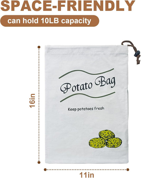 Potato & Onion Sprout-Free Vegetable Storage Bags - White...