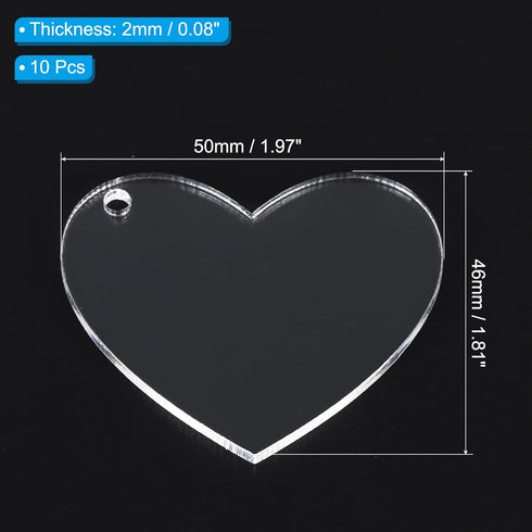PATIKIL Acrylic Hearts Discs, 10 Pack Plastic Clear Blank Christmas Tree Ornament Keychain Transparent Pendant Hanging Decoration for Custom DIY 5...
