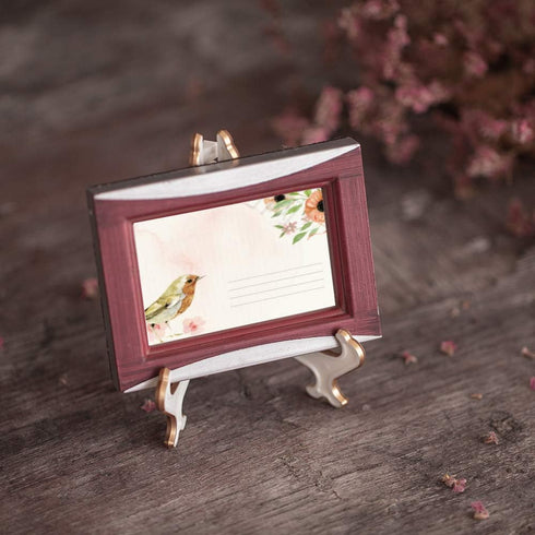 Artliving 4" White Gold Decorative Small Plate Stand Holder Plastic Picture Easel Display Stand Picture Frame Stand (2 Pack)...